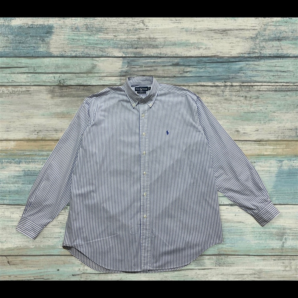 MENS LARGE Ralph Lauren Blake 100% Two-Ply Cotton Dress Shirt